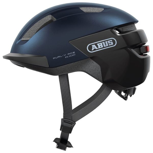 Casque Velo Adulte Abus Urbain Purl-Y Ace Bleu Nuit Eclairage Integre Taille  M (54-58Cm) Reglage Molette (Compatible S-Pedelec)