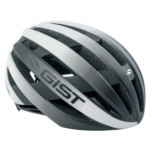 Casque Velo Adulte Gist Route Revol Blanc-Noir Femme Et Junior Full In-Mold Taille 54-58 Reglage Molette