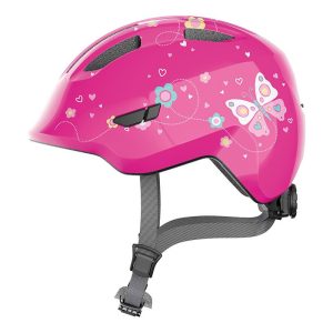 Casque Velo Enfant Abus Smiley 3.0 Butterfly Rose Taille 45-50Cm Avec Molette (Vendu Sur Carte)