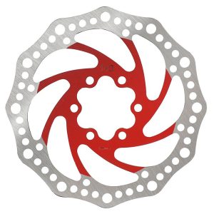 Disque De Frein Trottinette 6 Trous Diam 140Mm Argent-Rouge (Waves)  -Selection Gravity-