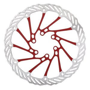 Disque De Frein Trottinette 6 Trous Diam 160Mm Argent-Rouge (Waves)  -Selection Gravity-