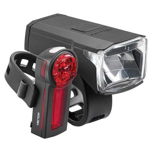 Eclairage Velo Usb Kit Trelock Ls440 Et Ls740 Vector Visibilite 60M 40 Lux (Autonomie Avant 12H-Arriere 10H) Noir - Vu A 3500M - 500M