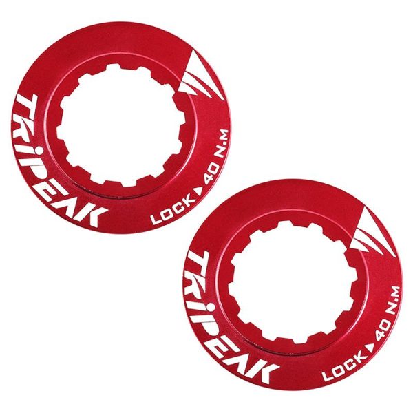 Ecrou Disque De Frein Center Lock Tripeak Aluminium Ultra Leger 7G Rouge - Serrage Interne (Vendu A La Paire)