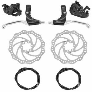 Frein A Disque Vtt Mecanique Avant + Arriere Gravity Avec Cable Et Disque 160Mm + Adaptateur