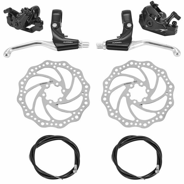 Frein A Disque Vtt Mecanique Avant + Arriere Gravity Avec Cable Et Disque 160Mm + Adaptateur