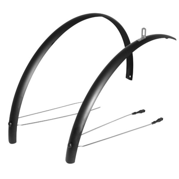 Garde Boue City-Vtc Tringles 28'' Stronglight Tour 48Mm Noir Mat (Paire) Avec Fixation Classic Tringles Inox