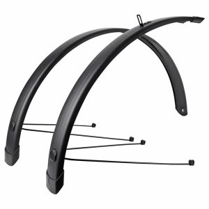 Garde Boue City-Vtc Tringles 28'' Eurofender Tempo Square 58Mm Noir Mat (Paire) Avec Fixation Doubles Tringles Amovibles Noires
