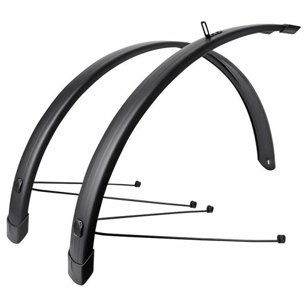 Garde Boue City-Vtc Tringles 28'' Eurofender Tempo Square 58Mm Noir Mat (Paire) Avec Fixation Doubles Tringles Amovibles Noires