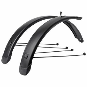 Garde Boue Tringles 20'' Eurofender Tempo Square 72Mm Noir Mat (Paire) Avec Fixation Doubles Tringles Amovibles Noires (Compatible Leader Fox Modele Harlan)