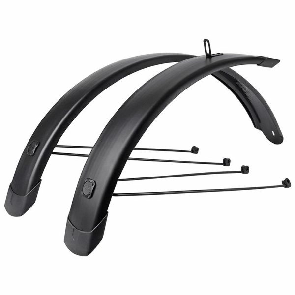 Garde Boue Tringles 20'' Eurofender Tempo Square 72Mm Noir Mat (Paire) Avec Fixation Doubles Tringles Amovibles Noires (Compatible Leader Fox Modele Harlan)