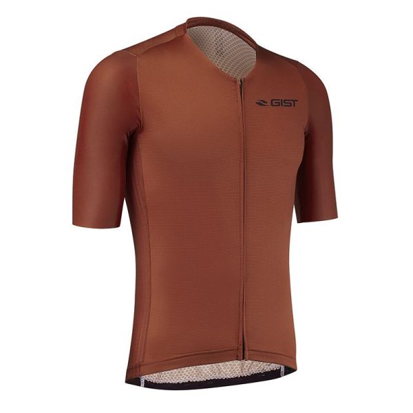 Maillot Gist Homme Podium Manches Courtes Zip Total Rouge Brique L    -5359