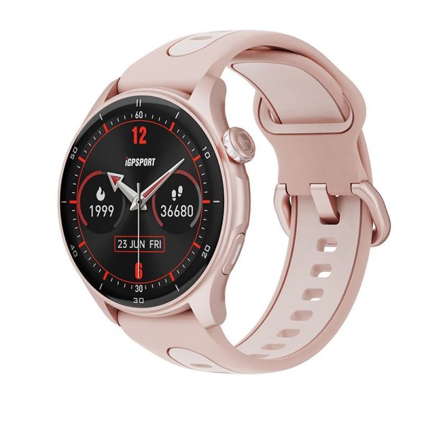Montre Gps - Compteur Igpsport Lw10 Rose- Calories - Frequence Cardiaque - Sommeil - Notifications Et Plus De 45 Algorithmes Sante