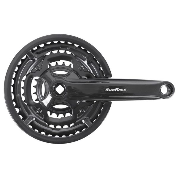 Pedalier Vtt Sunrace 7-8V. M2C Acier Noir 170Mm 42-34-24 Avec Pare Chaine Fume - Boitier 118Mm (Montage Atelier)