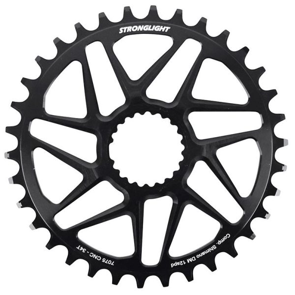 Plateau Vtt Direct Mount Pour Shimano Fc-M6100-M6120-M6130-Fc-M7100-M7120-M7130-Fc-M8100-M8120-M8130 Stronglight Mono Alu Noir 34Dts - Epaisseur 3Mm 12V.
