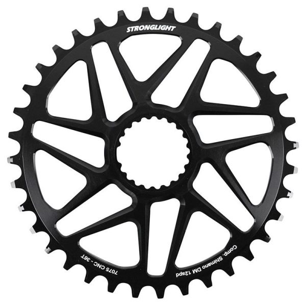 Plateau Vtt Direct Mount Pour Shimano Fc-M6100-M6120-M6130-Fc-M7100-M7120-M7130-Fc-M8100-M8120-M8130 Stronglight Mono Alu Noir 36Dts - Epaisseur 3Mm 12V.
