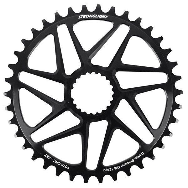 Plateau Vtt Direct Mount Pour Shimano Fc-M6100-M6120-M6130-Fc-M7100-M7120-M7130-Fc-M8100-M8120-M8130 Stronglight Mono Alu Noir 38Dts - Epaisseur 3Mm 12V.