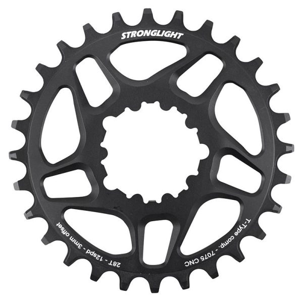 Plateau Vtt Direct Mount Pour Sram Sx-Nx-Gx Stronglight Mono Alu Noir 28Dts - Epaisseur 3Mm 12V.