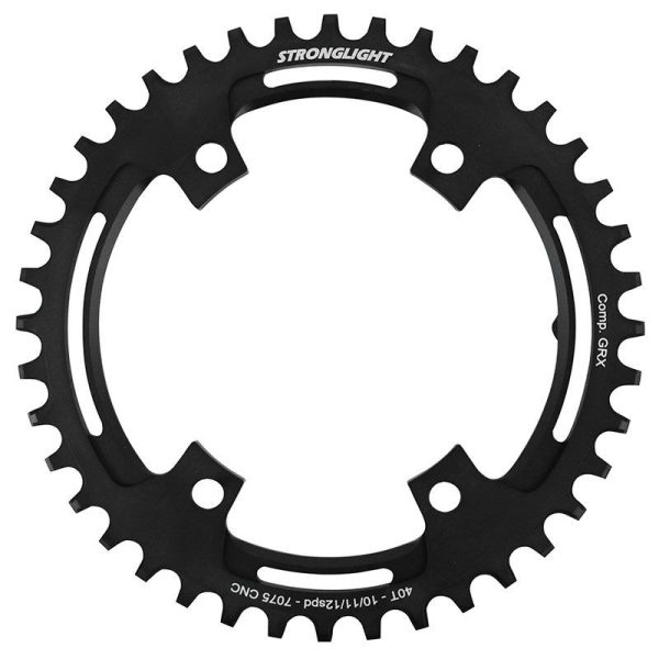 Plateau Gravel 4Bra D.110Pour Shimano Grx Fc-Rx600-Rx610-Rx810-Rx820 Stronglight Mono Alu Noir 40Dts - Epaisseur 3Mm 10-11-12V.