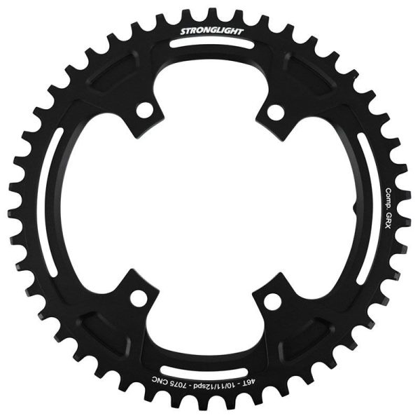 Plateau Gravel 4Bra D.110Pour Shimano Grx Fc-Rx600-Rx610-Rx810-Rx820 Stronglight Mono Alu Noir 46Dts - Epaisseur 3Mm 10-11-12V.