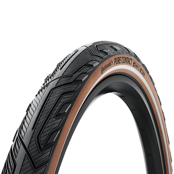 Pneu Vtt Urbain 28 X 1.75 Continental Pure Contact Noir Flanc Marron Reflex Tubeless Ready (47-622) Compatible Vae
