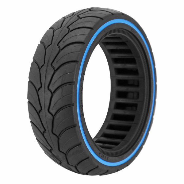 Pneu Trottinette Plein  8 X 2.50-6.1 Noir Liseret Bleu - Largeur Interieur 58 Mm (Pour Dualtron Mini)