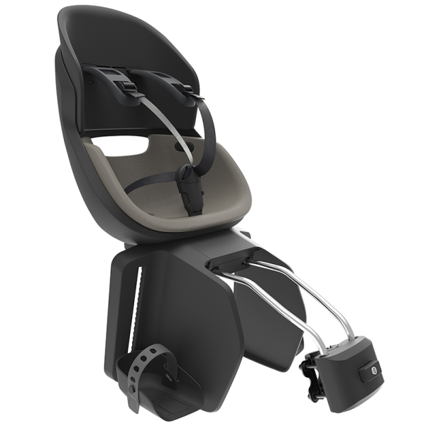 Porte Bebe-Siege Enfant Arriere Prodigee Icon A Fixer Sur Cadre Noir Coussin Gris Avec Serrure (Jusqu'A 22 Kg Max) (Homologue Ce En 14344)