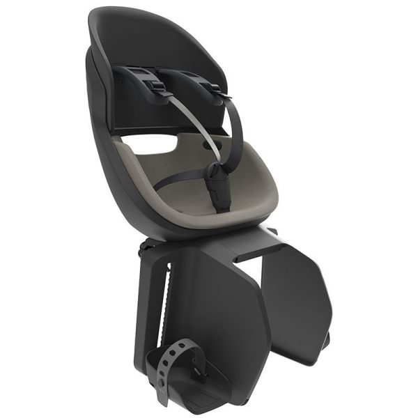 Porte Bebe-Siege Enfant Arriere Prodigee Icon A Fixer Sur Porte Bagage Fixation Etau Noir Coussin Gris Avec Serrure (Jusqu'A 22 Kg Max) (Homologue Ce En 14344)