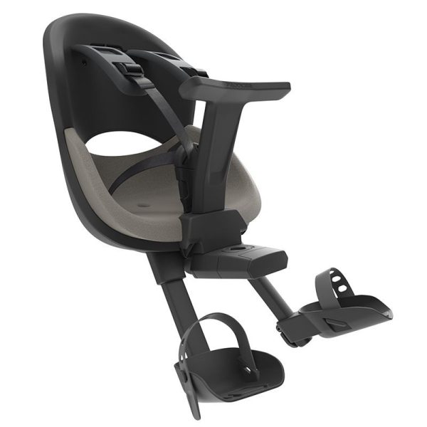 Porte Bebe-Siege Enfant Avant Prodigee Icon A Fixer Sur Cadre Noir Coussin Gris Avec Serrure (Jusqu'A 15 Kg Max) (Homologue Ce En 14344)