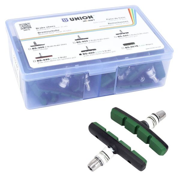 Porte Patin Frein Pour Vae-E-Bike V-Brake A Vis Deporte Marwi 75Mm Noir-Vert Kevlar (Coffret 25 Paires)