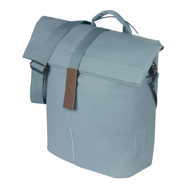 Sacoche Arriere Velo Laterale Sac Bandouliere Basil City Shopper Bleu Graphite Droit-Gauche 14-16L Fixation Mik Studs Pour Porte Bagage