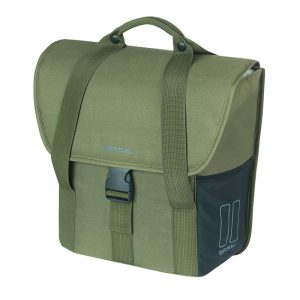 Sacoche Arriere Velo Laterale Basil Go Vert Fonce Droit-Gauche 16L Fixation Hooks On Pour Porte Bagage