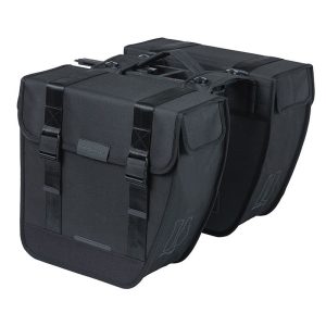 Sacoche Arriere Velo Double Basil Tour 28L Noir (34X14X34Cm) Fixation Porte Bagage Fixation Systeme Mik (Compatible Avec 157030 Inclus)