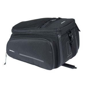 Sacoche Arriere Velo Basil Move Noir Avec Soufflet Waterproof Extensible 10-26L Fixation Porte Bagage (L33X L24Cmxh18Cm) Fixation Systeme Mik 2.0 (Inclus)