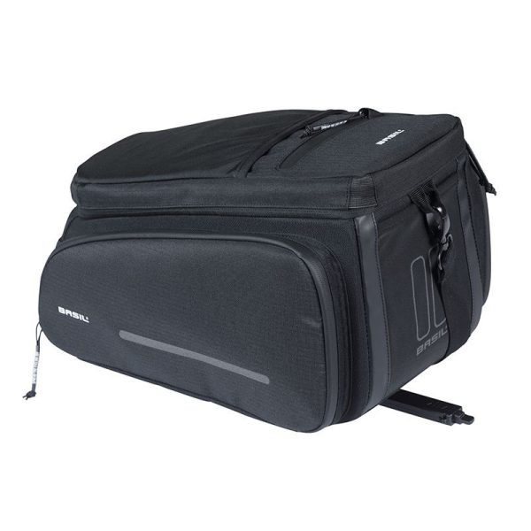 Sacoche Arriere Velo Basil Move Noir Avec Soufflet Waterproof Extensible 10-26L Fixation Porte Bagage (L33X L24Cmxh18Cm) Fixation Systeme Mik 2.0 (Inclus)