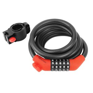 Antivol Velo Spiral A Combinaison Newton Diam 12 mm Long 1.50 M Noir-rouge (Avec Support) -niveau Securite 3-