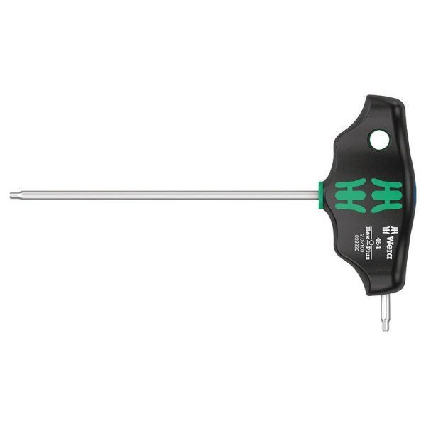 Cle Allen-6 Pans Manche En T Wera 454 Hex Plus 2x100mm Noir-vert (Vendu à l'unite) -marque Allemande Pour Les Ateliers-