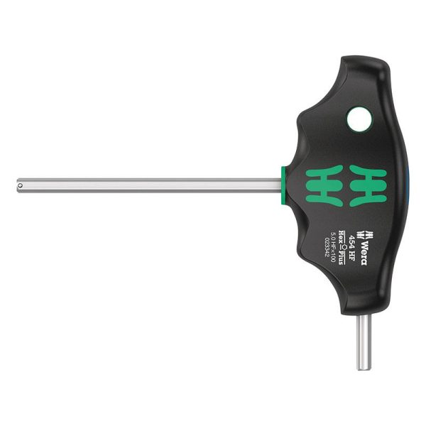 Cle Allen-6 Pans Manche En T Wera 454 Hex Plus 5x100mm Noir-vert (Vendu à l'unite) -marque Allemande Pour Les Ateliers-