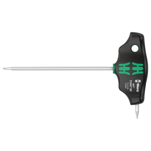 Cle Torx Manche En T Wera 467 Hf T6x100mm Noir-vert (Vendu à l'unite) -marque Allemande Pour Les Ateliers-