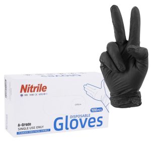 Gants Atelier Nitrile A Usage Unique Noir T7 (S) (Boite de 100) (Homologue CE 2777) - Gravity