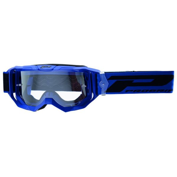 Masque-lunettes Cross Progrip 3300 Tr Vision Go Bleu Mat Ecran Transparent Anti-rayures - anti UV - anti-buee (Homologue CE-en-n° Ac-96025 Rev.2)