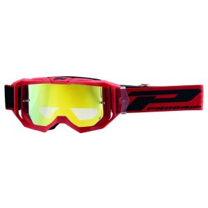 Masque-lunettes Cross Progrip 3300 Fl Vision Go Multilayered Rouge Mat Ecran Miroir Jaune Anti-rayures - anti UV - anti-buee (Homologue CE-en-n° Ac-96025 Rev.2)