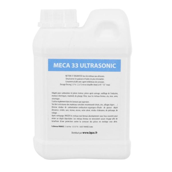 Detergent Nettoyeur-bac Ultrasons Professionnel Meca33 1l (Pieces Motos Et Pieces Velos) (Dilution 2%)