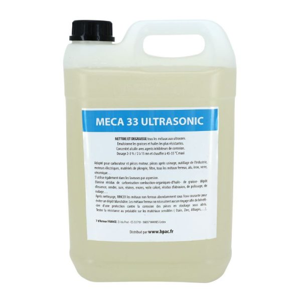 Detergent Nettoyeur-bac Ultrasons Professionnel Meca33 5l (Pieces Motos Et Pieces Velos) (Dilution 2%)