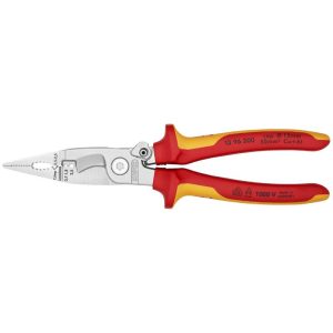Pince Multifonction Pro Knipex Compact Chrome Pour Installation Electrique Poignee Isolee Certifiees Vde (6 Fonctions) (13 96 200) -made In Germany