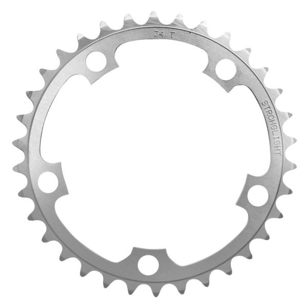 Plateau / Couronne Route 5 Branches D.110 Stronglight Dural 34 Dents Interieur Argent Type Shimano 8v - 9v