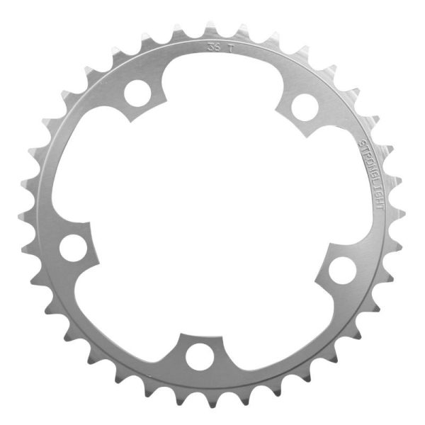 Plateau / Couronne Route 5 Branches D.110 Stronglight Dural 36 Dents Interieur Argent Type Shimano 8v - 9v