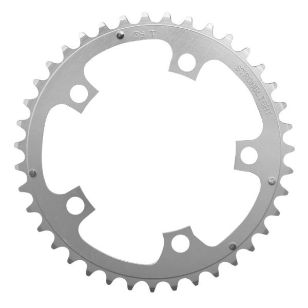 Plateau / Couronne Route 5 Branches D.110 Stronglight Dural 39 Dents Interieur Argent Type Shimano 8v - 9v