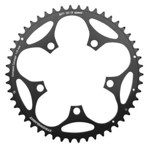 Plateau / Couronne Route 5 Branches D.110 Stronglight Dural 50 Dents Exterieur Noir Type Shimano 8v - 9v
