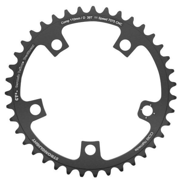 Plateau / Couronne Route 5 Branches D.110 Stronglight Ultra Torque 39 Dents Interieur Campagnolo Noir Ct2 Stronglight 11v Record Carbon - Chorus Carbon - Athena Alu 11v Interieur Filete