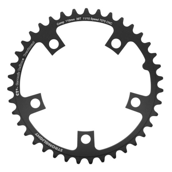 Plateau / Couronne Route 5 Branches D.110 Stronglight Ct2 39 Dents Interieur Noir Type Shimano 10v - 11v